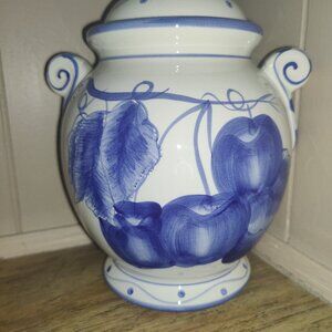 Blue and White Hand Painted Cookie Jar